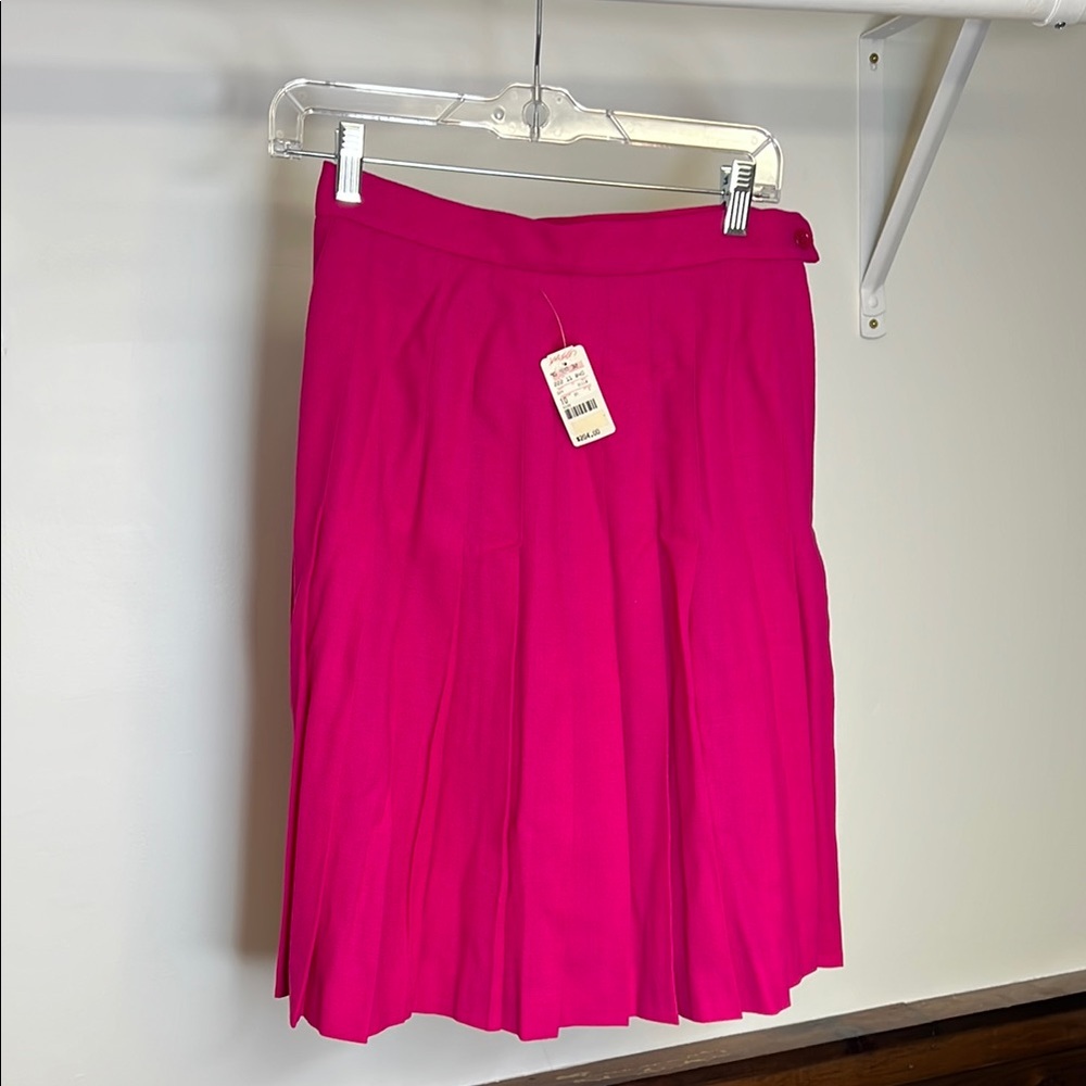 Vintage Deadstock Anne Klein Pink Pleated Wool‎ Skirt- 10
